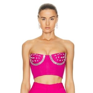 AREA Fushia Pink Watermelon Crop/Tube Top NWT